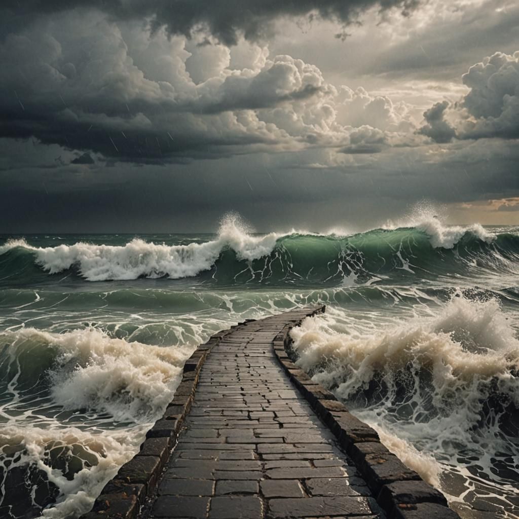 Heartbroken Seascape with Stormy Clouds and Rain