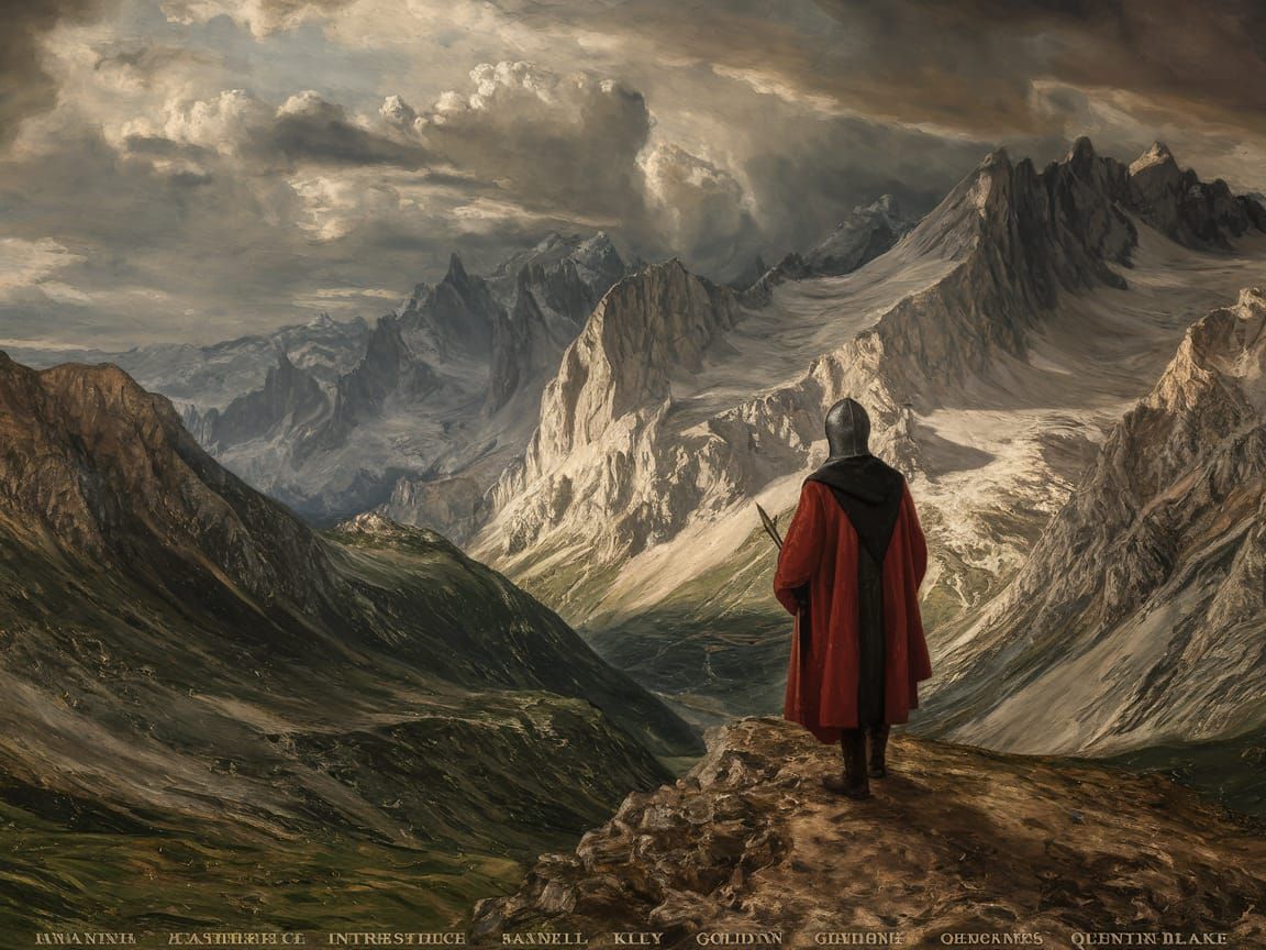Templar Knight in Pyrenees: Hyperrealistic Oil Painting