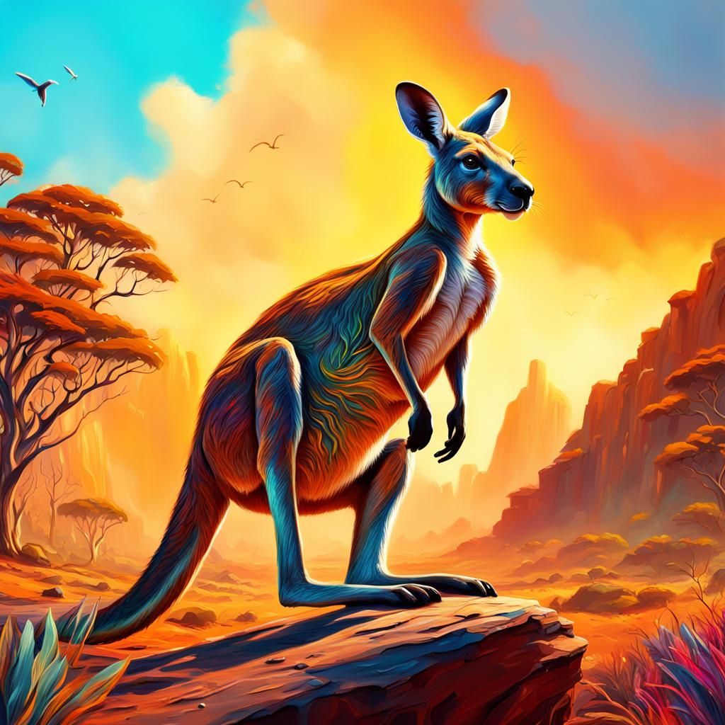 Surreal Australian Landscape Revealed by a Majestic Kangaroo...