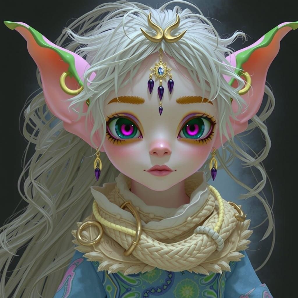 Albino Elf in Mystical Forest: 3D Anime Art