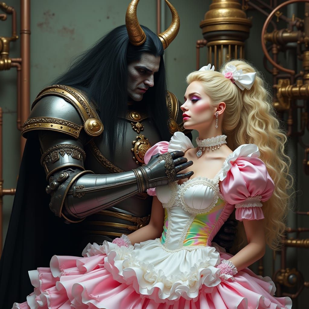 Demon King and French Maid in Steampunk Regalia