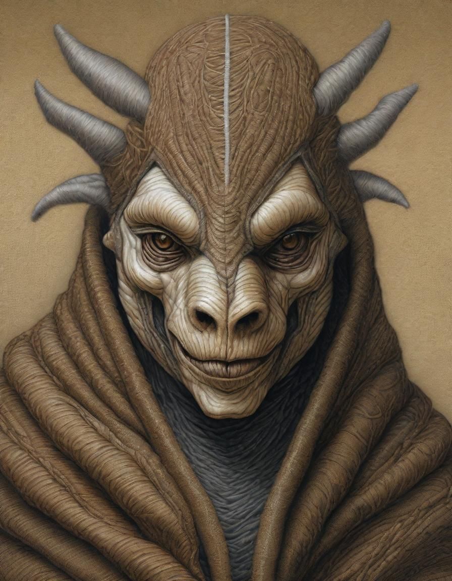 Burlap Fantasy Creature Portrait in Pencil