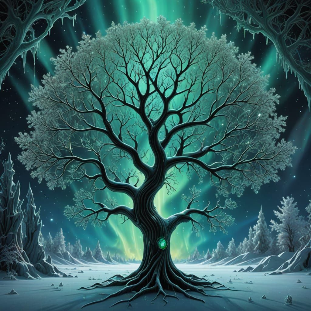 Symmetrical Fractal Forest in a Celestial Landscape