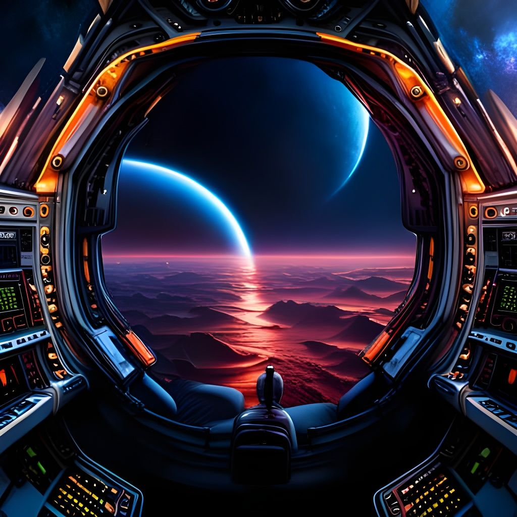 Alien Planet Landscape from Cockpit in Digital Art