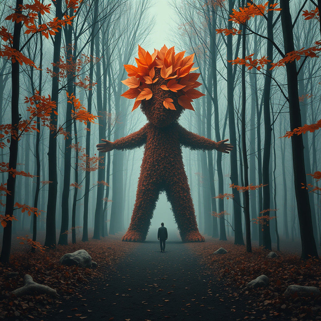 Autumnal Leaf Giant Reveals Forest Path