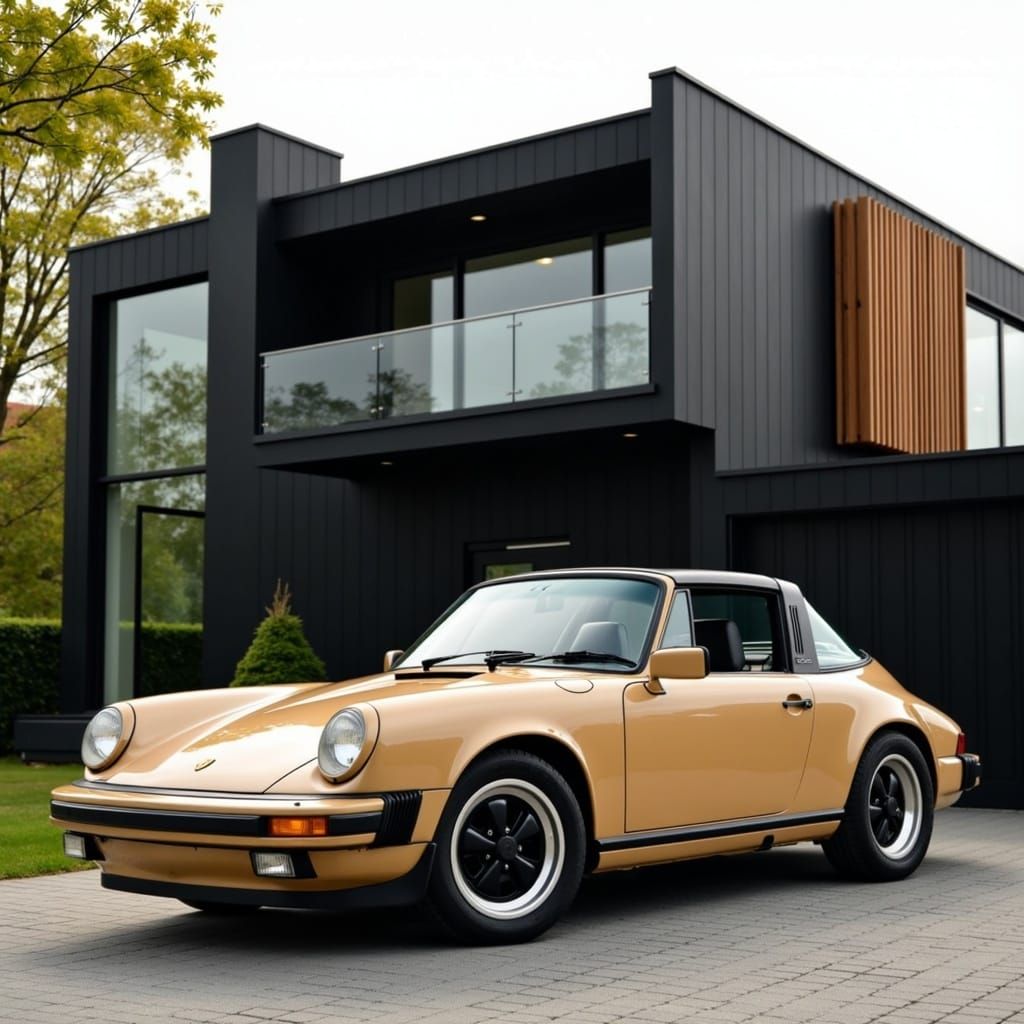Contemporary Minimalist House with Porsche 911 Targa