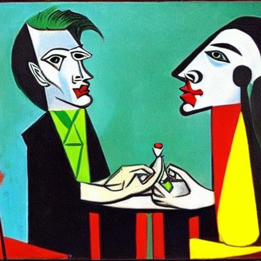 Joker Playing Poker in Cubist Style