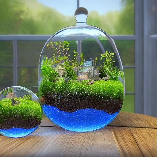 Glittering Strawberry Terrarium in 3D Cinematic Style