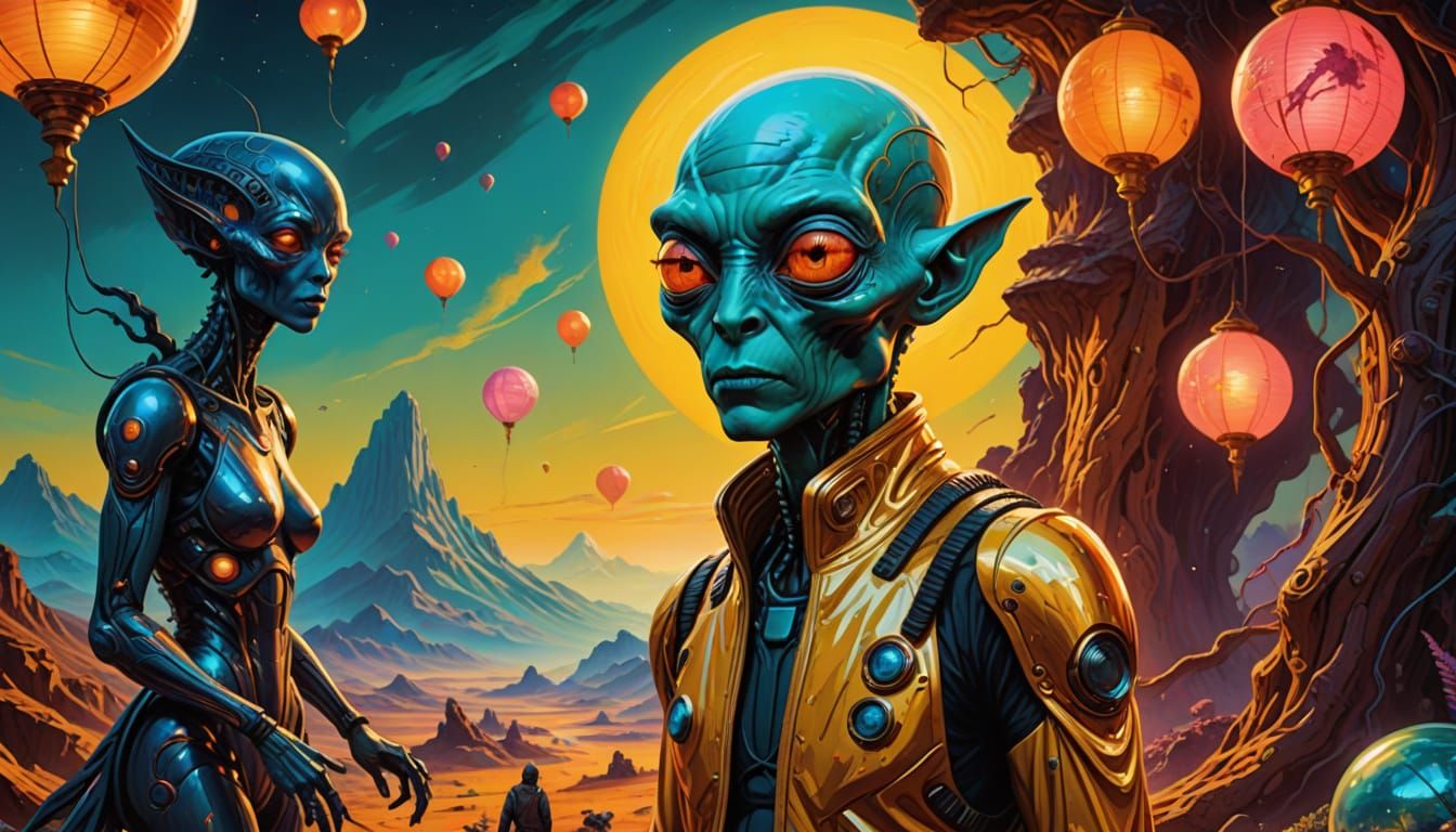 Retrofuturistic Alien Exploration in Radiumpunk Style