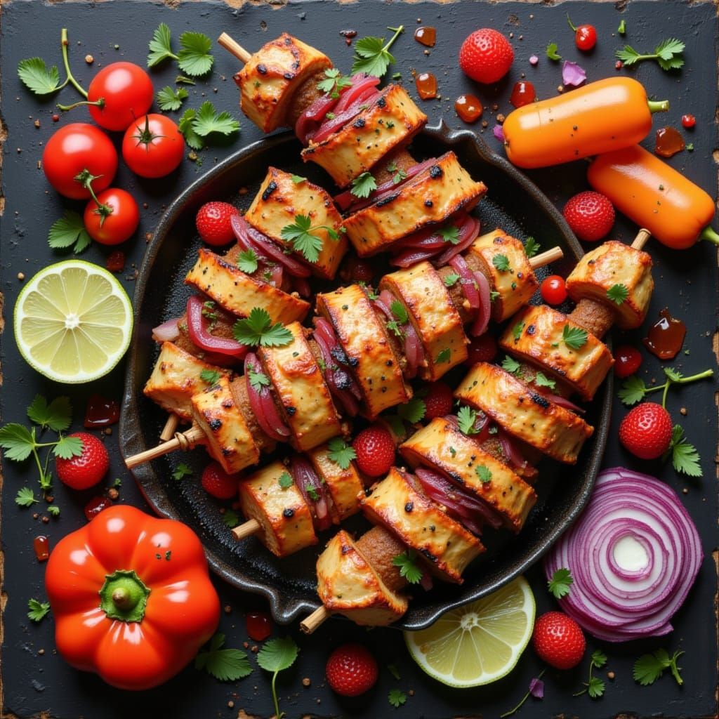 Vegan Barbeque in Paradox Etching Style