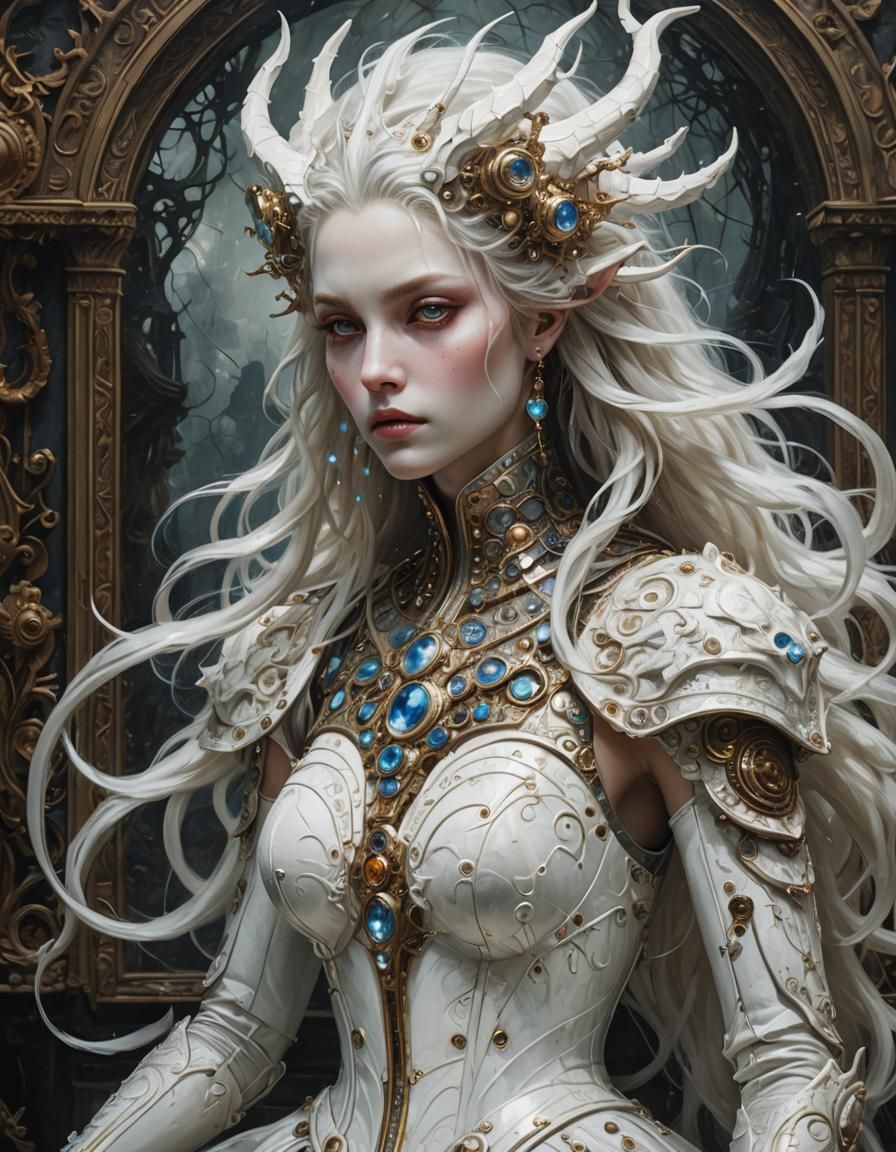 Ethereal White Monster in Vintagepunk Style