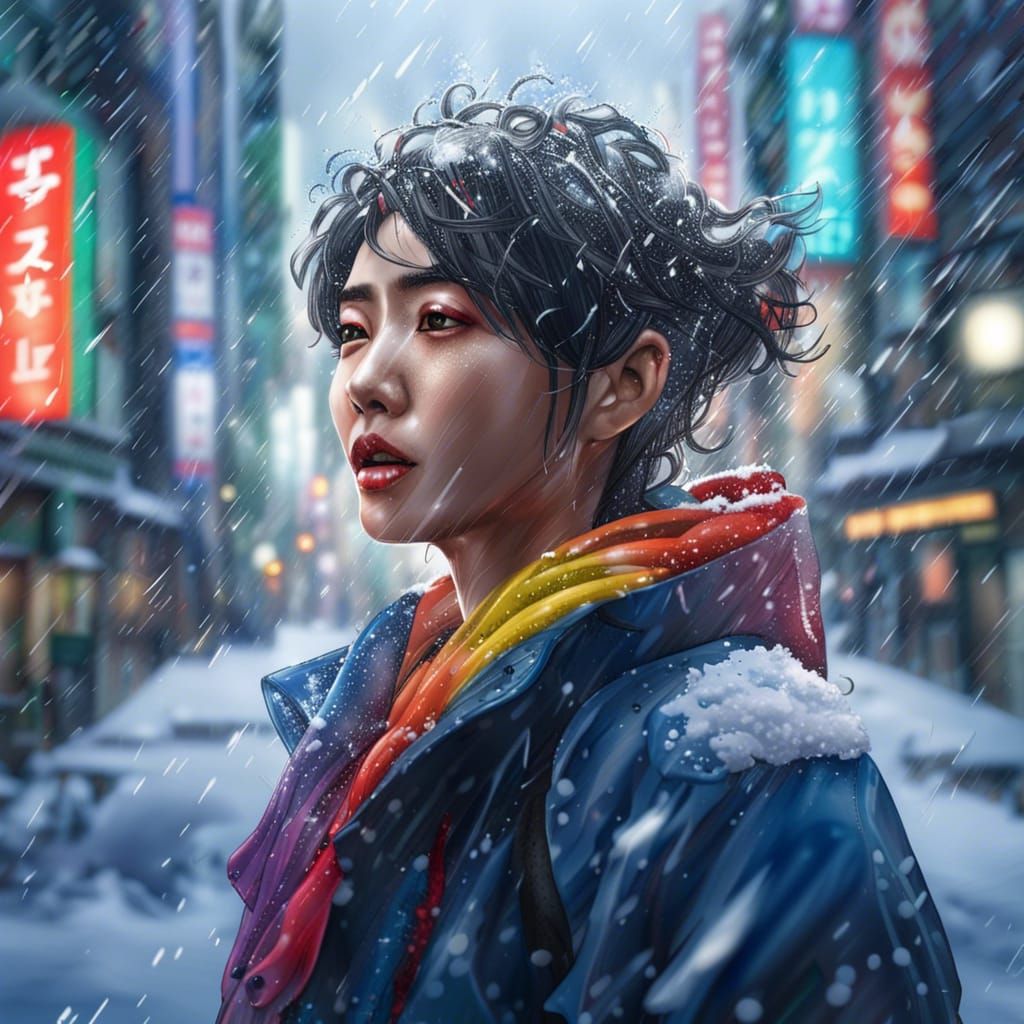 Hyperrealistic Tokyo in Heavy Snowfall