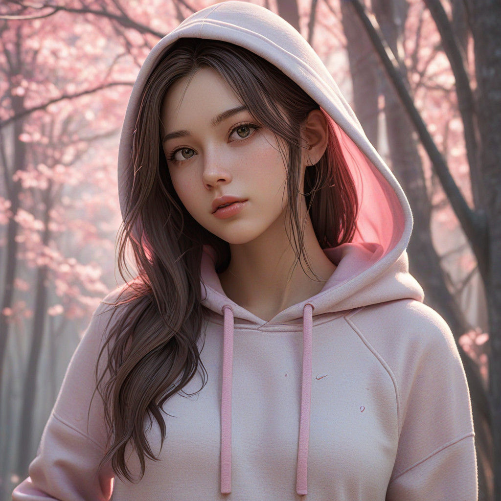 Anime-Inspired Girl in Serene Forest Landscape
