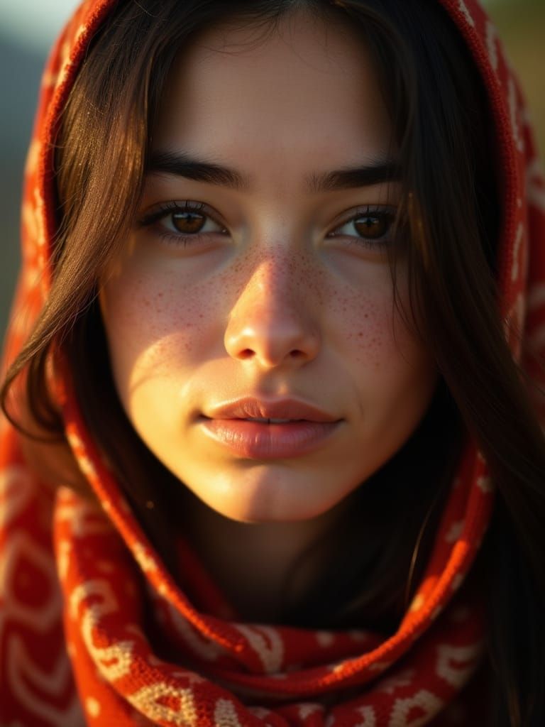 Intimate Portrait of Young Woman with Brown Eyes