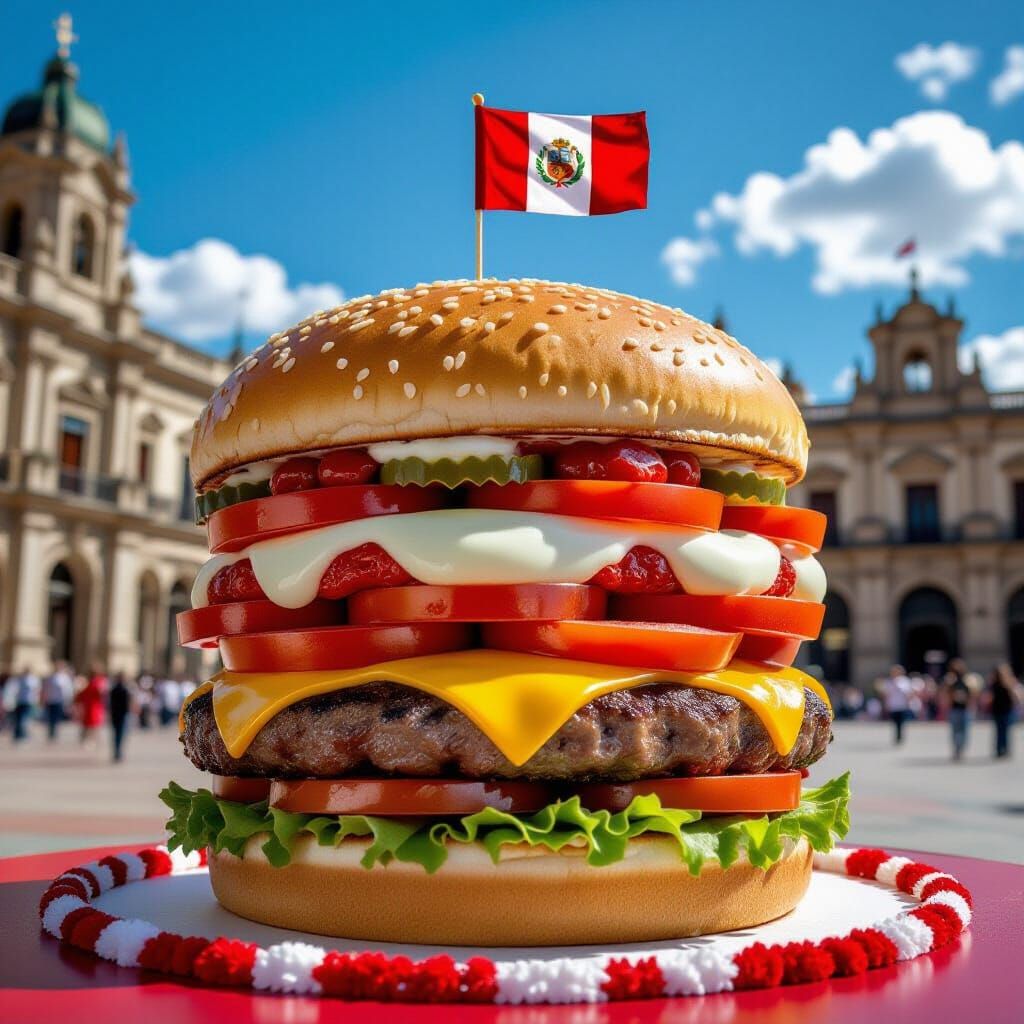 Peruvian Pride Burger in Plaza de Armas