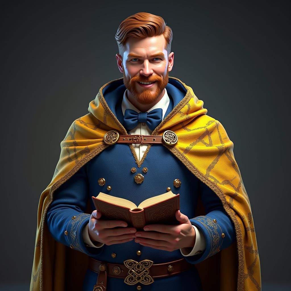 Dungeon Master in Plaid Cloak, Fantasy Portrait