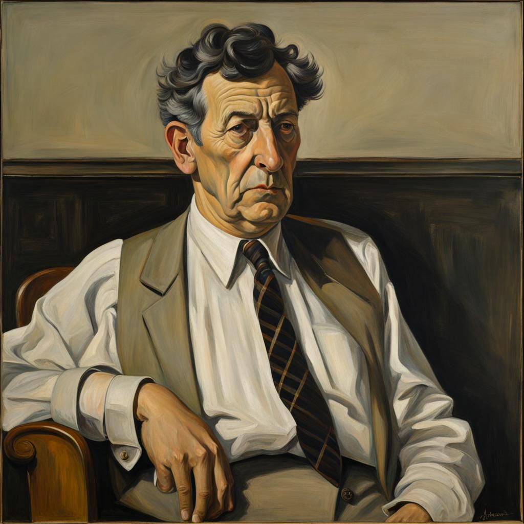 Assiduous Worker in Lucian Freud Style