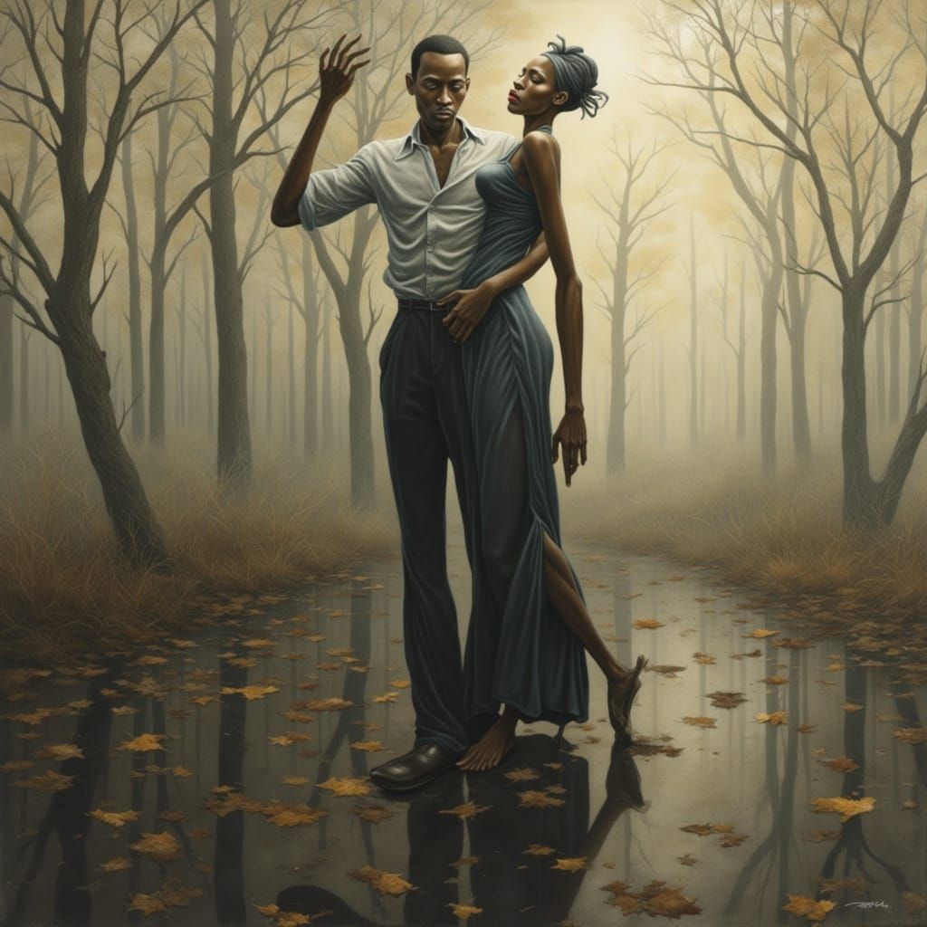 1950s Pin-Up Woman in Atmospheric Painterly Style