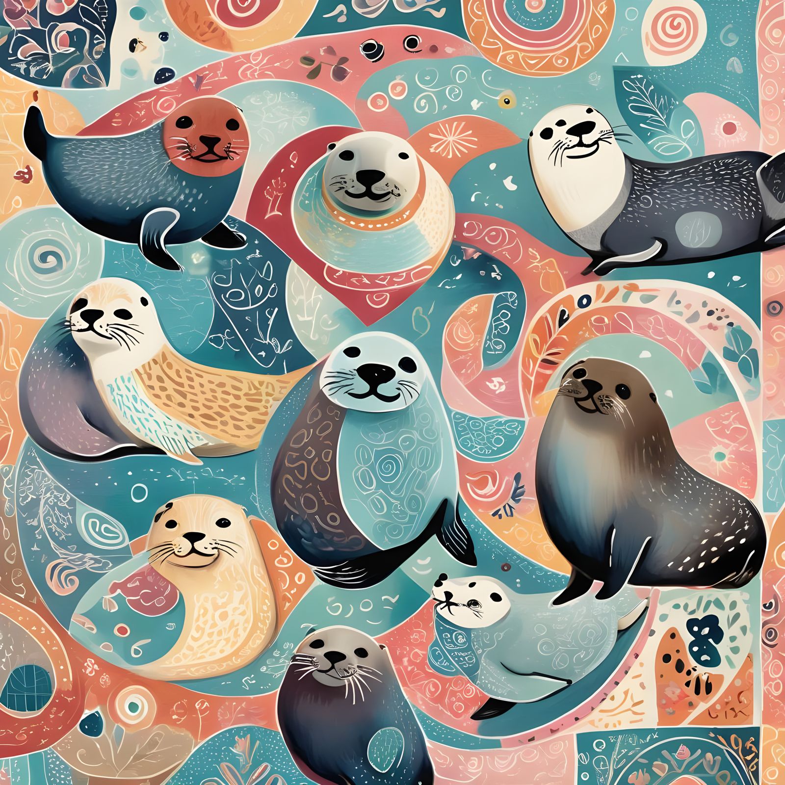 Seals Patterned Rug Design