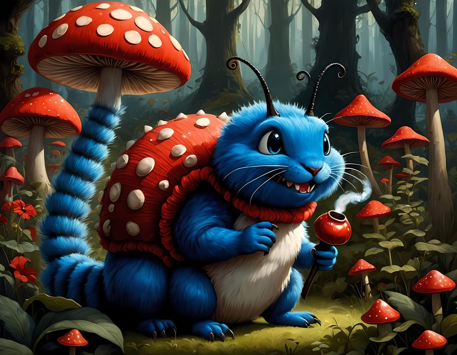 Alice in Wonderland Caterpillar Storybook Illustration