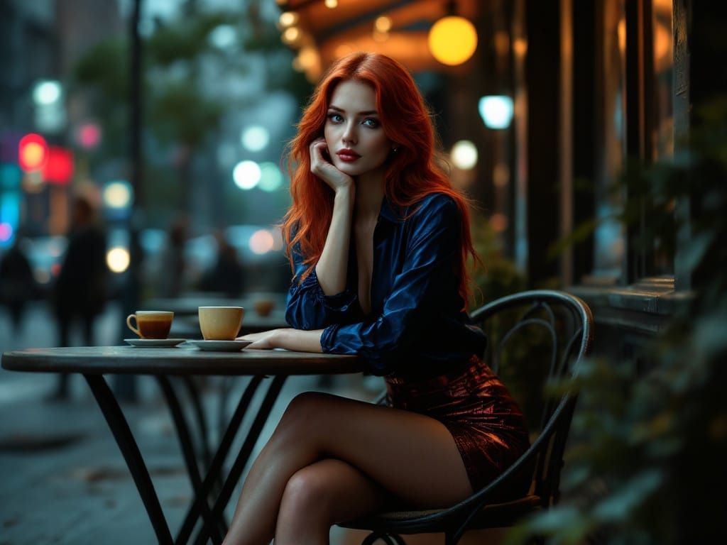 Mysterious Café Encounter in a City of Shadows