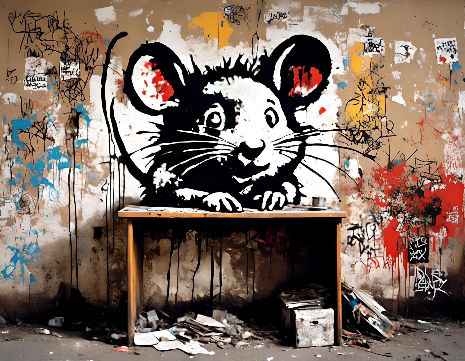Rats Mural Graffiti in Neo-Expressionism Style