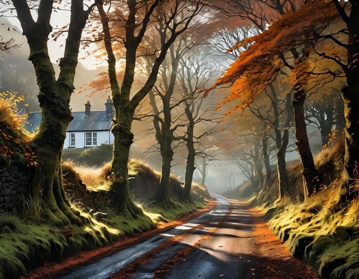 Autumnal Scotland Watercolor Painting