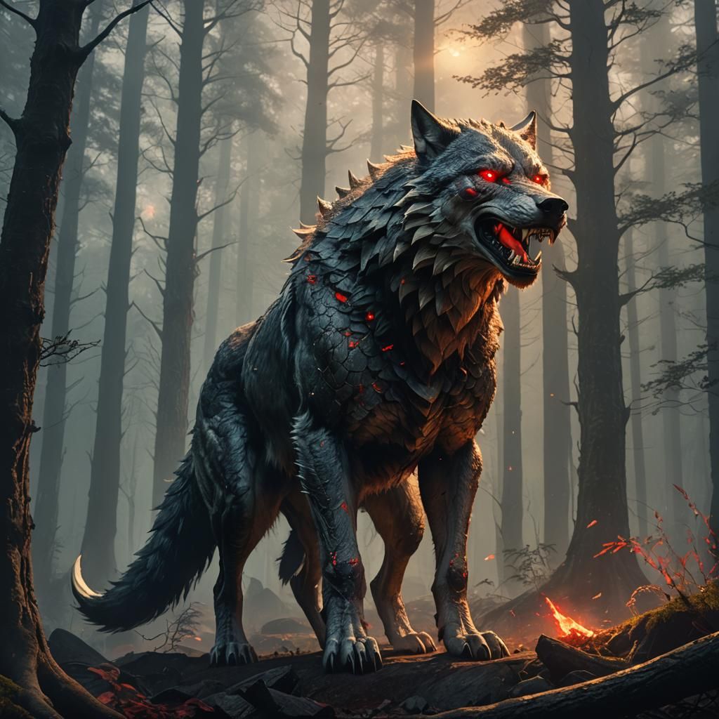 Wolf-Rex Concept Art in Ancient Forest