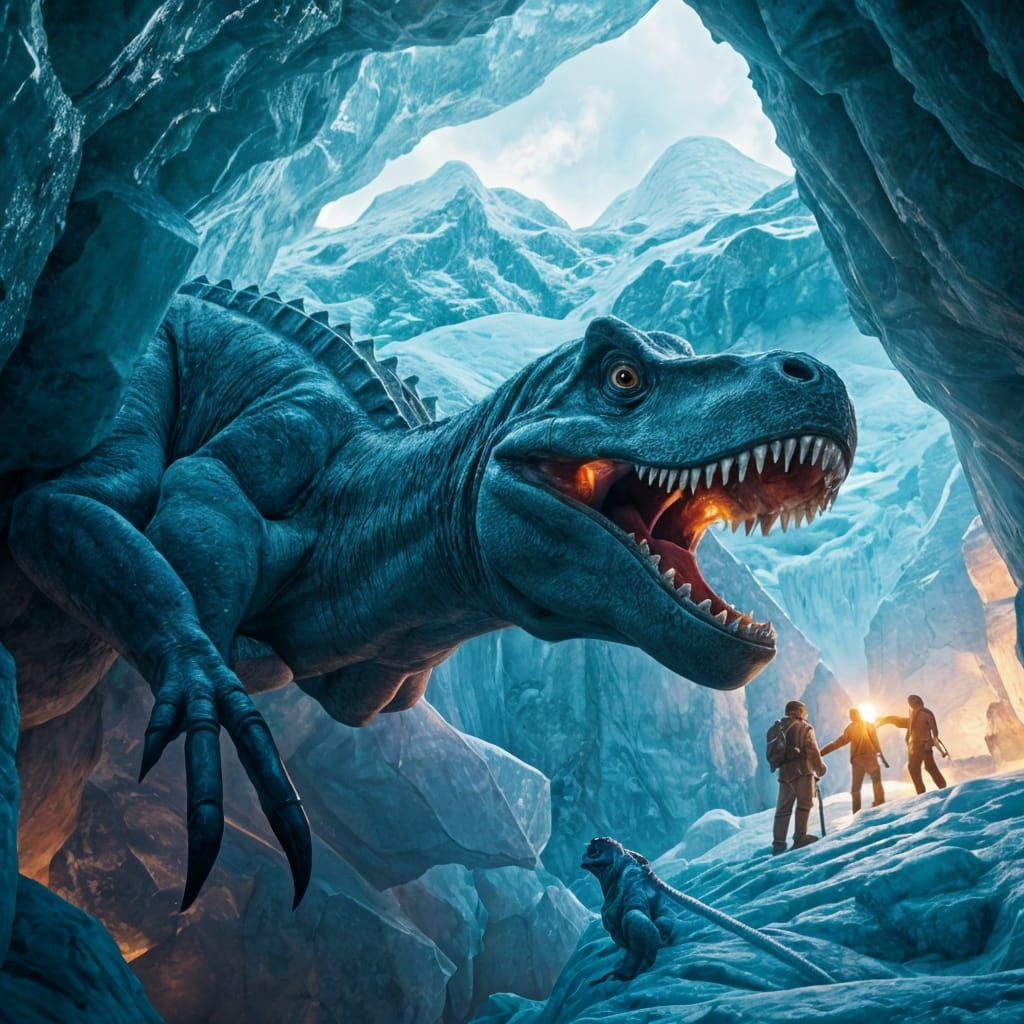 Surreal Prehistoric Predator Frozen in Glacier
