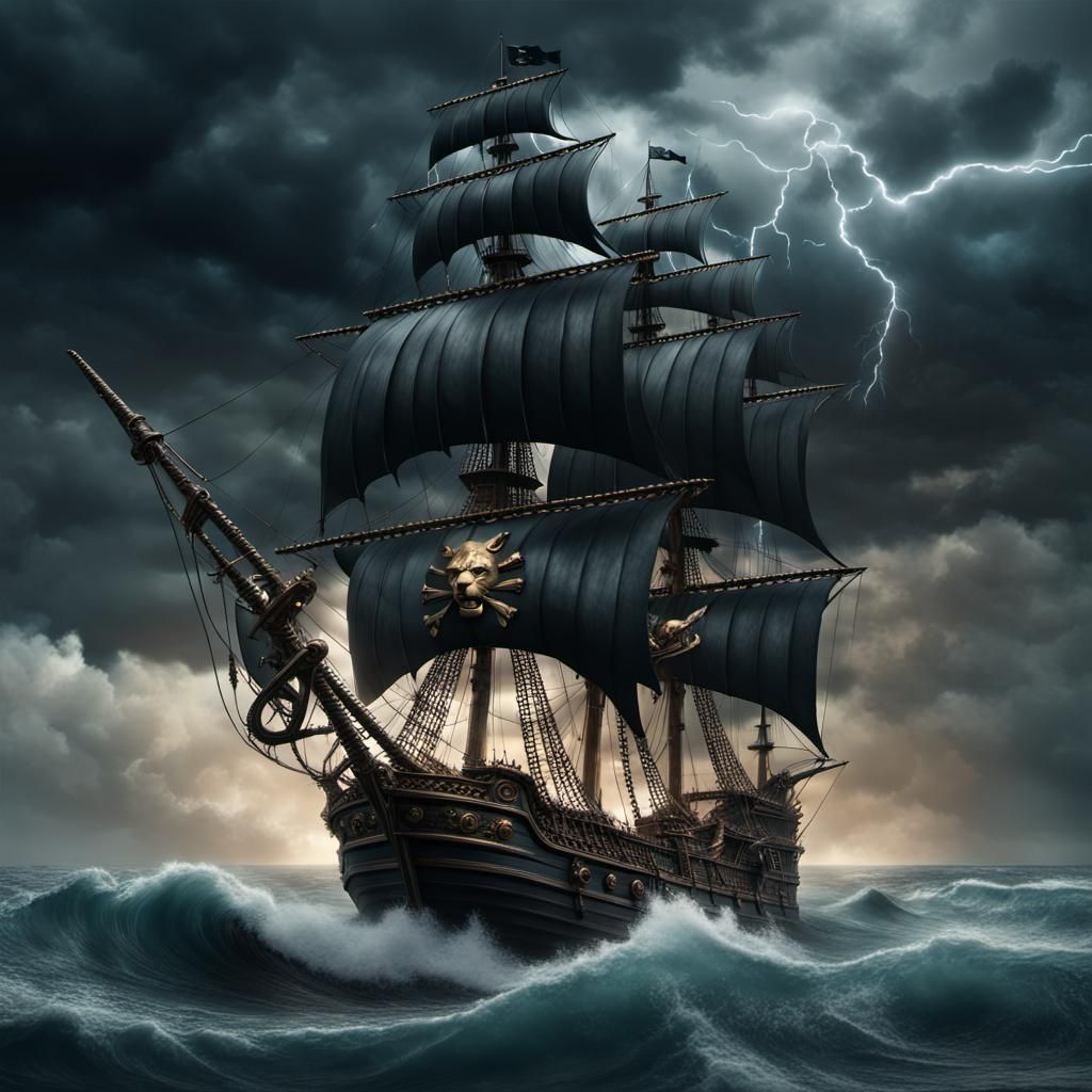 Epic Pirate Ship on Stormy Seas