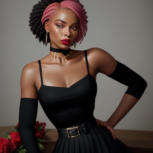 Confident Woman with Afro in Fashion Editorial Style