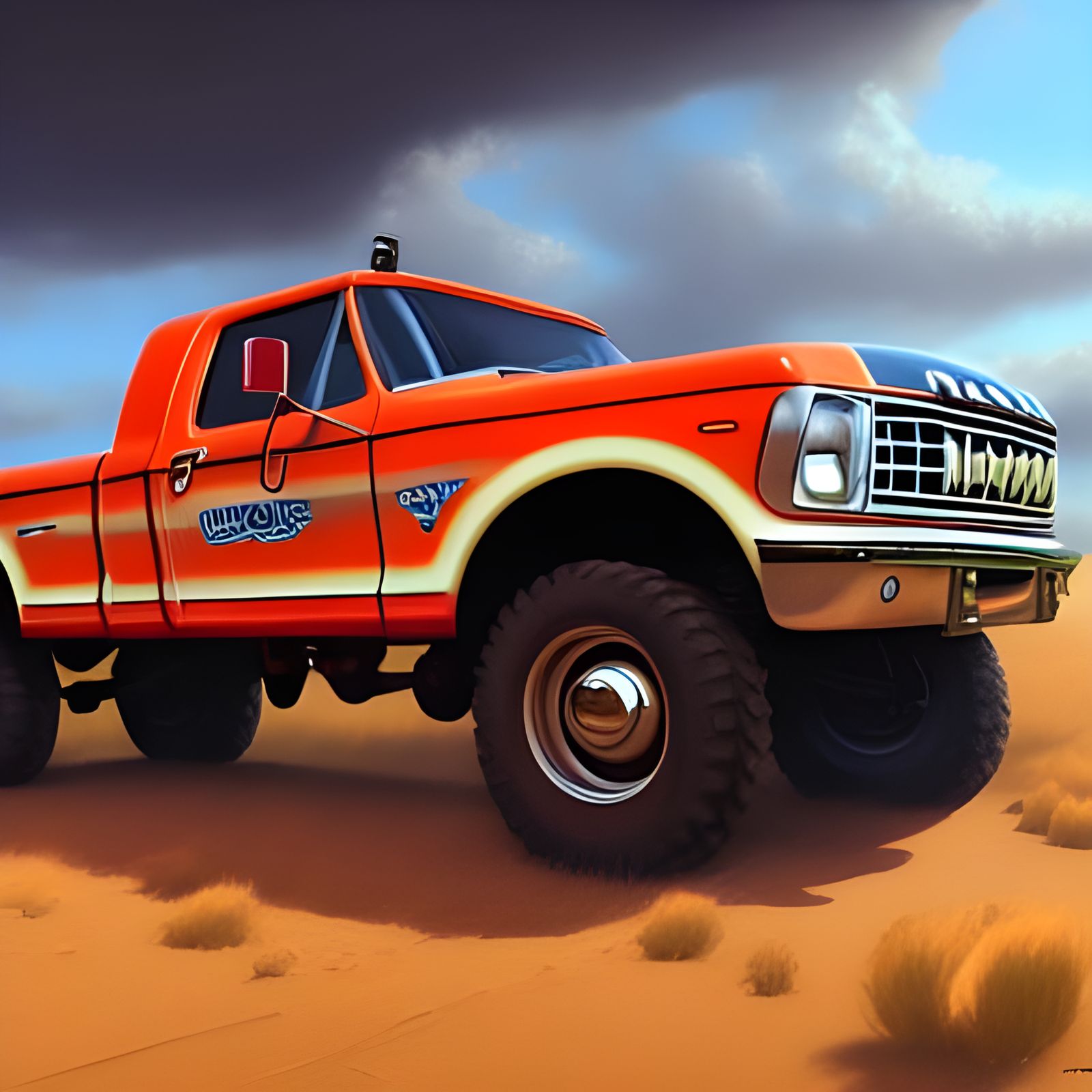 Harrison Ford and Ford Truck: 3D Digital Art