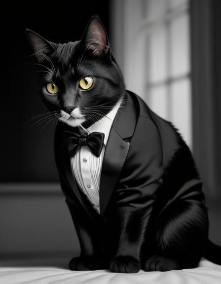 Cat in Tuxedo: Hyperrealistic 64-Megapixel Portrait