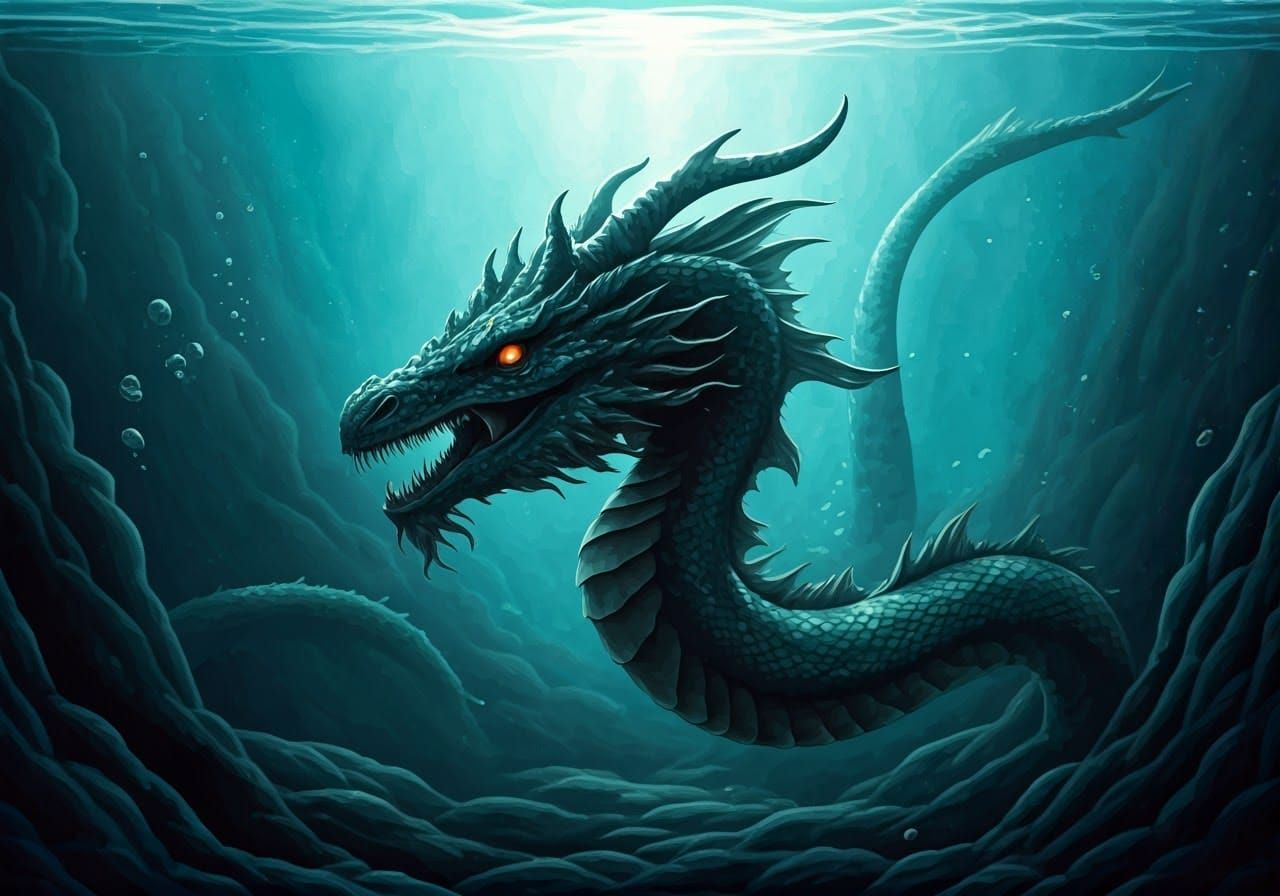 Leviathan in Underground Sea, Alcohol Ink Style