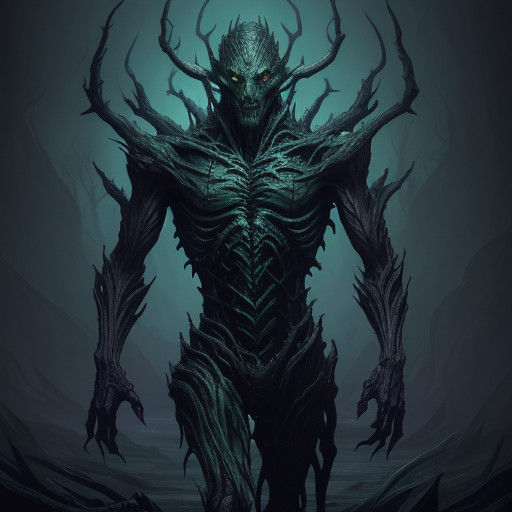 Dark Fantasy Horror Creature Unveiled in High Contrast