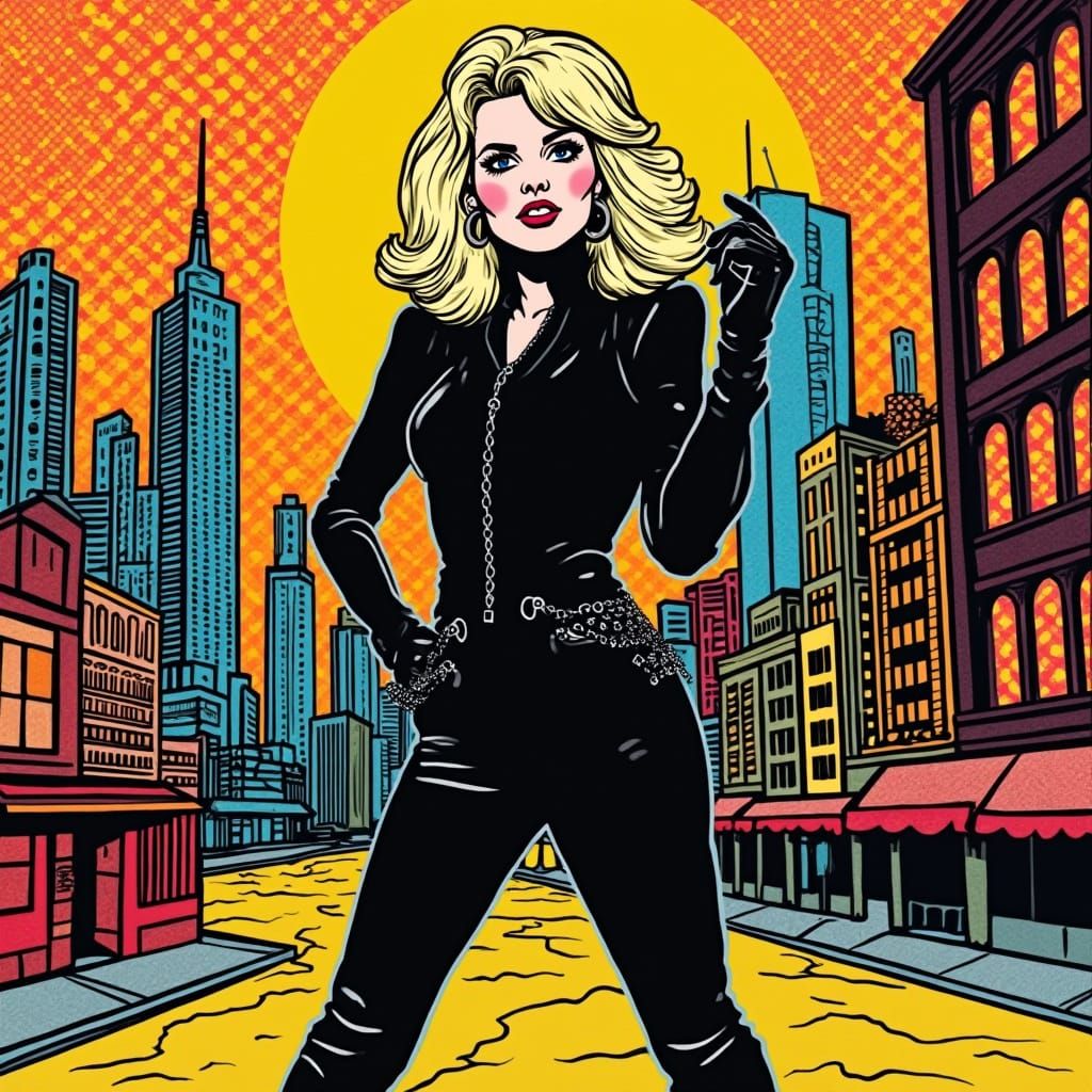 Blondie Pop Art Icon in Bold Cityscape