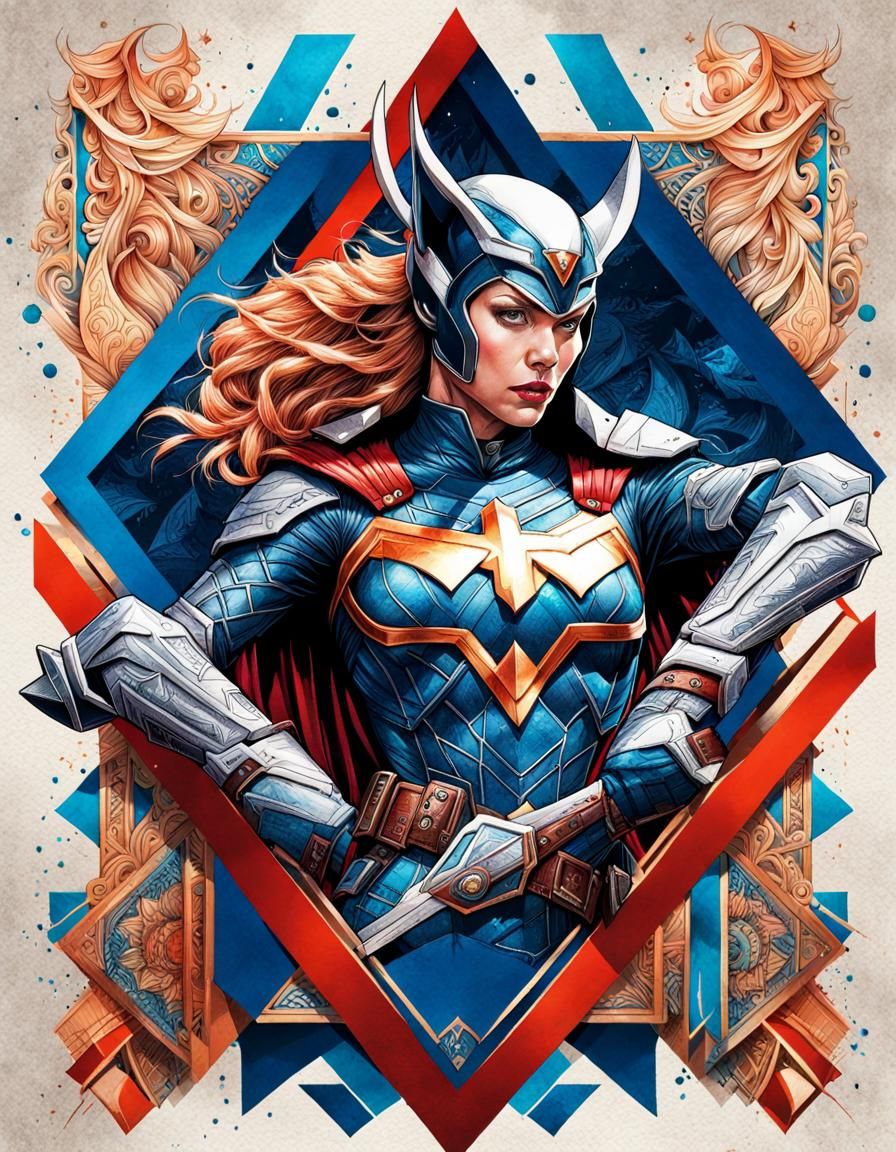 Detailed Sketch of DC's Huntress with Watercolors