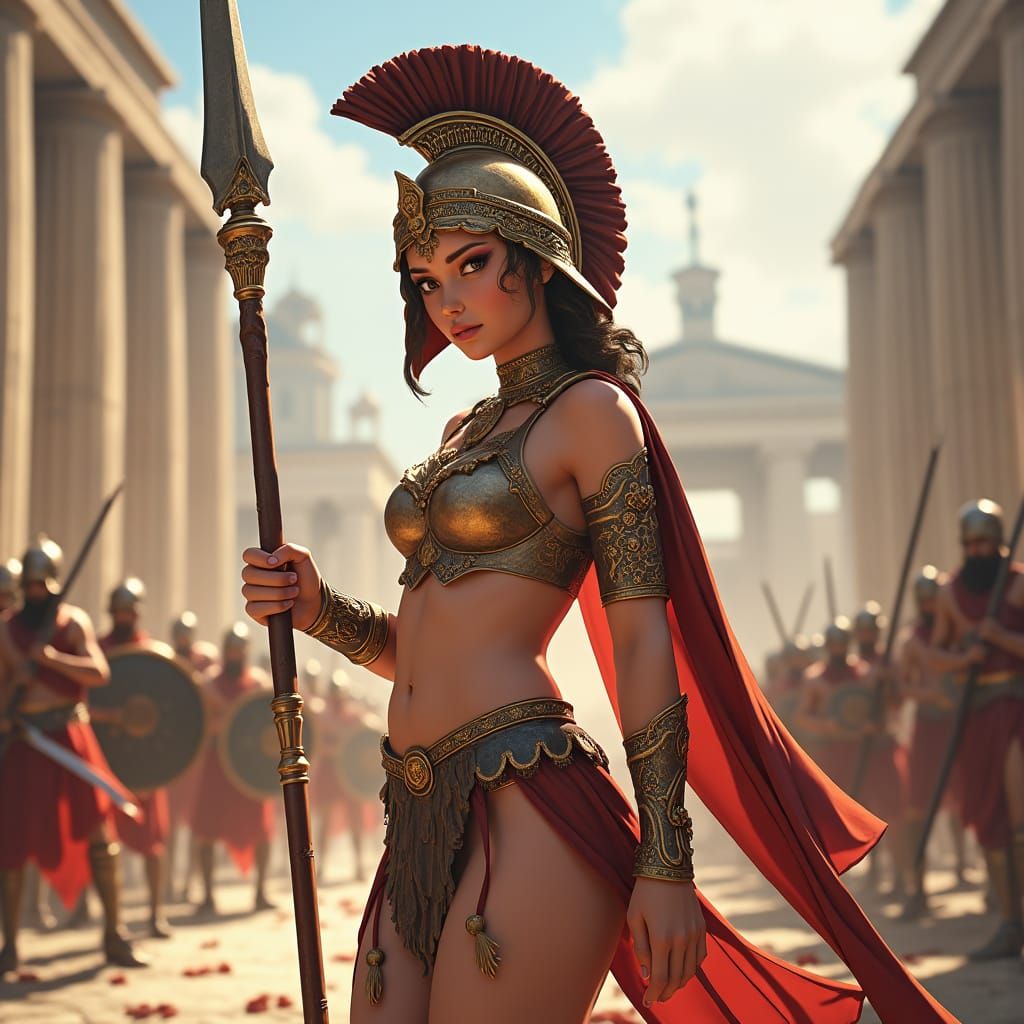 Athena, Goddess of War, in Anime 3D Style