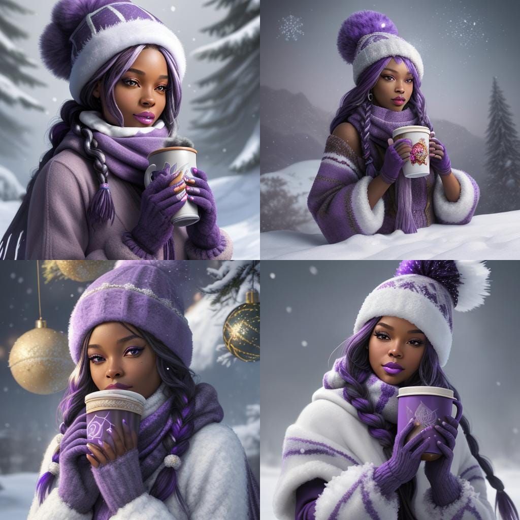 Festive African American Woman with Purple Accents