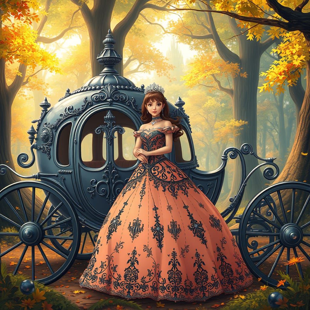 Whimsical Princess in a Vibrant, Fantastical Forest Scene