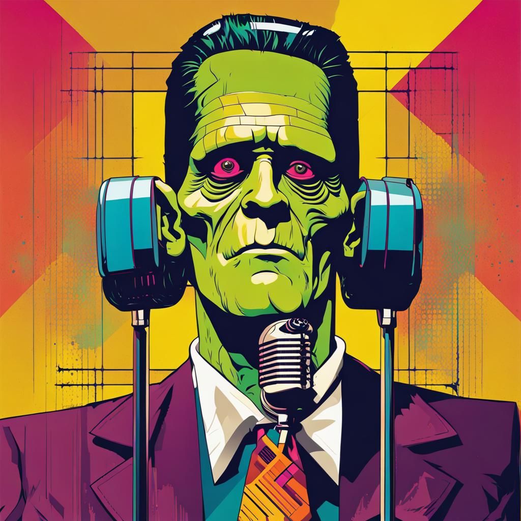 Frankenstein Monster Crooner in Pop Art Style
