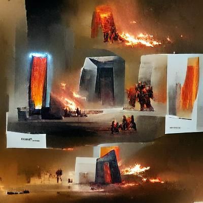 Monolith Ablaze: A Fiery Concept Art Piece
