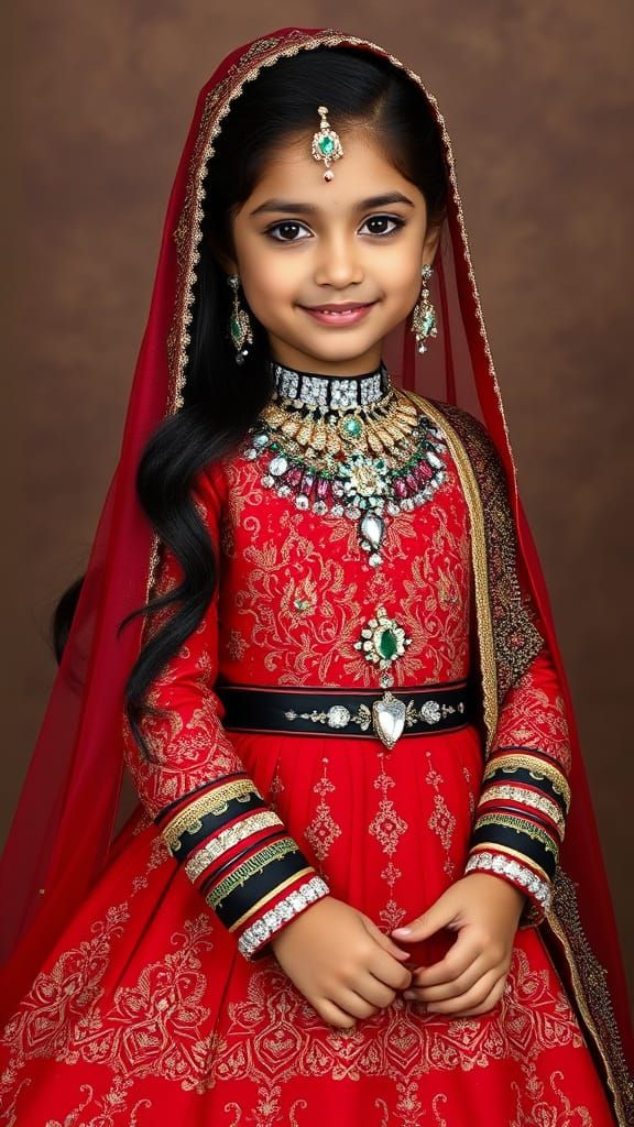 Royal Islamic Princess in Resplendent Bridal Gown with State...