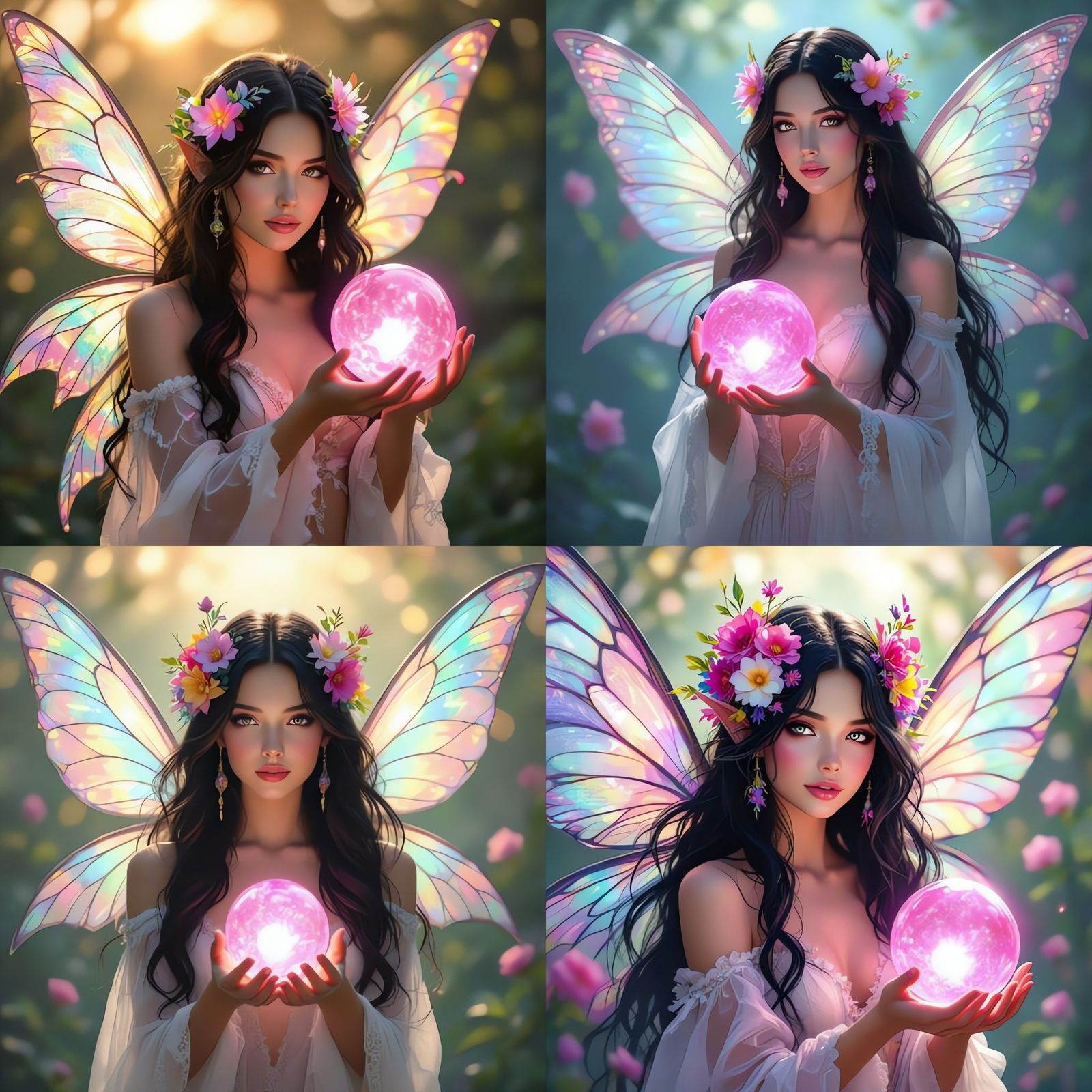 Portrait, ethereal fairy, with expansive, wispy wings, pale ...