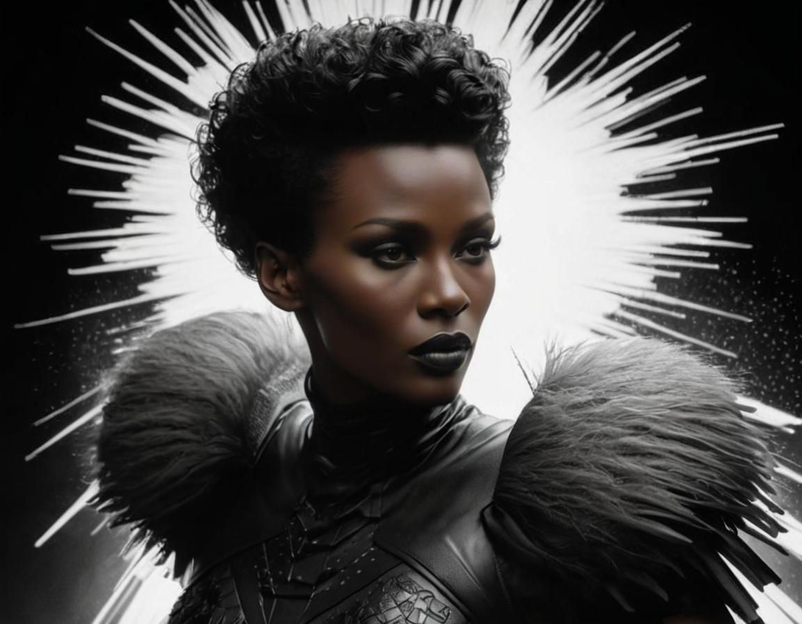 Grace Jones as Fierce Jane Bond, Photorealistic Portrait