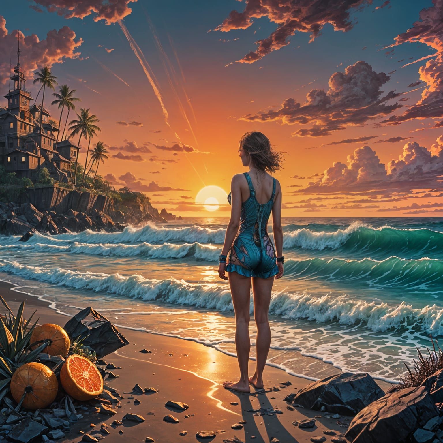 Surreal Beach Sunset in Epic Cinematic Style