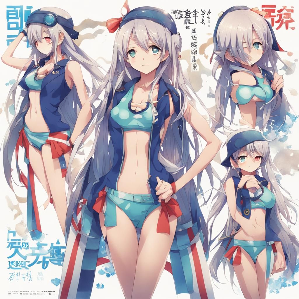 Bikini Woman Full Body in Anime Style