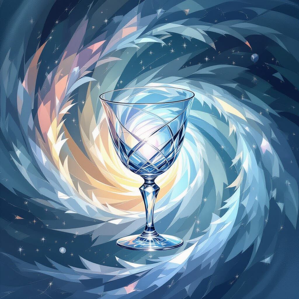 Crystal Glass Twirling in Dreamy Tornado Vortex