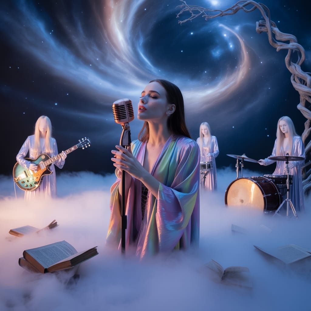 Ethereal Vocalist on a Dreamlike Stage