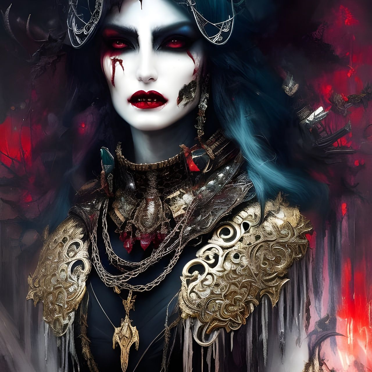 Ultra Realistic Demon Vampire with Intricate Makeup